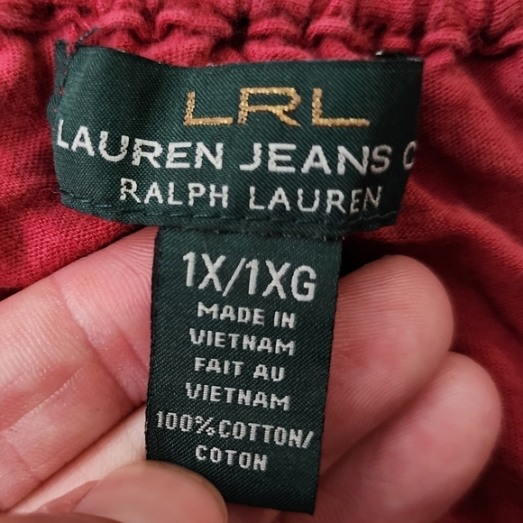 LRL Laren Ralph Lauren Pink Ruffle Neck & Sleeves Pullover Top Women's Plus 1X - Picture 5 of 6